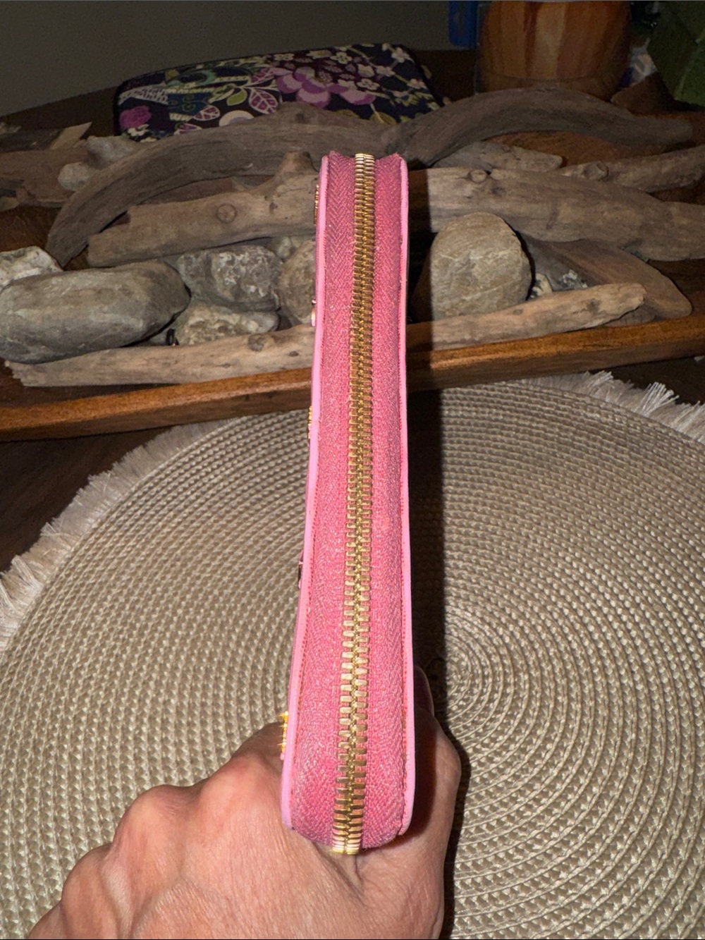 MCM Beige Visetos Continental Wallet with Pink Trim and Stripe - Picture 3 of 14